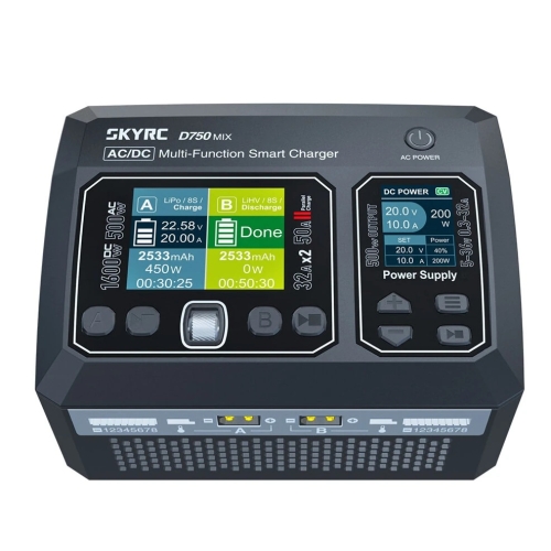 SkyRC D750 MIX Dual Channel AC/DC Charger 500W/1600W 32A 8S LiPo/LiFe/LiIon/LiHV